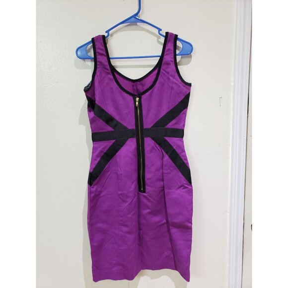 Worthington womens' fitted purple and black, attached lining dress, size 4 - Picture 2 of 6